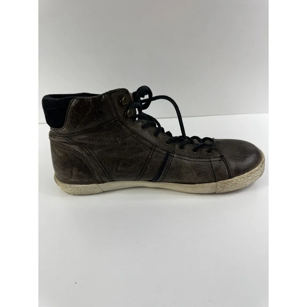 Men Frye Brown Mid Shoe Mens Size 8 Boots Bedford Hi Top Leather Sneakers
